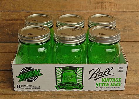 Ball Mason Jars Heritage Collection Green Set Of 6 Ball Mason Jars Mason Jar Crafts Mason Jars