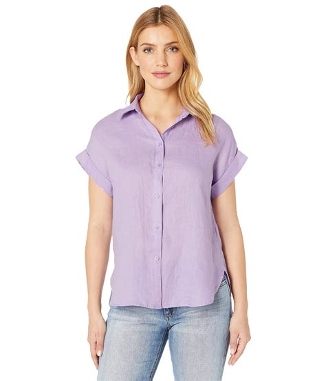 Lauren By Ralph Lauren Linen Dolman Sleeve Shirt In Purple Save