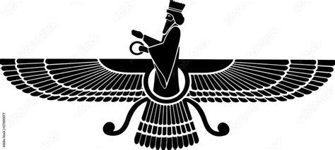 Zoroastrianism Faravahar Symbol Faravahar Vector Illustration