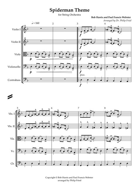 Theme From Spider Man Arr Dr Philip Fried Sheet Music Aerosmith Orchestra