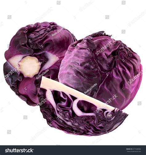 Isolated Vegetables Two Half Red Cabbage Stock Photo 677438986