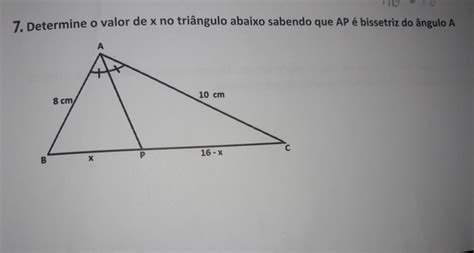 Determine o valor de x no triângulo abaixo sabendo que AP é bissetriz