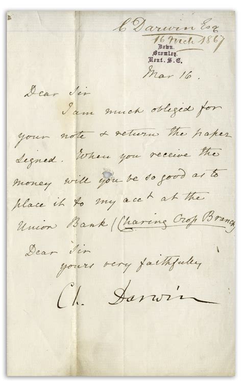 Lot Detail Charles Darwin Letter Signed From