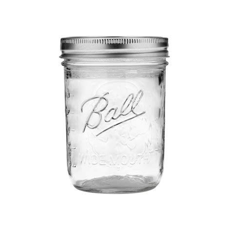 Ball Glass Mason Jar With Lid And Band Wide Mouth 16 Ounces 12 Count