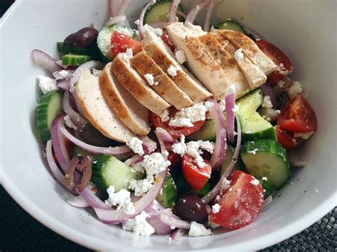 Greek Salad With Chicken Recipe Greek Chicken Salad Greek Recipes Food Recipes