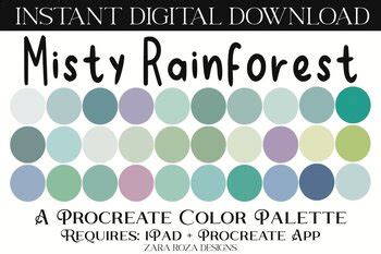 Misty Rainforest Procreate Color Palette 30 Swatches By Zara Roza