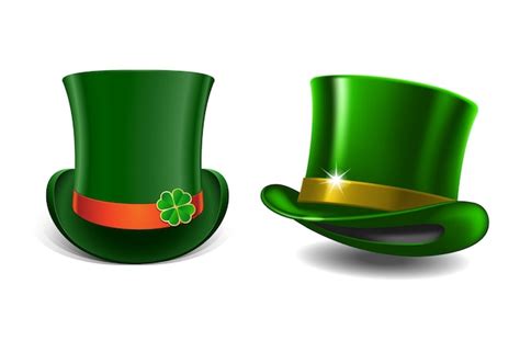 Premium Vector Green St Patrick Day Hat Icon Set Green St Patricks Day Hat With Clover St