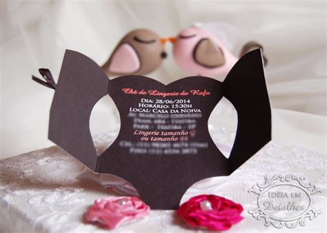 Convite Chá de Lingerie Preto e Rosa Elo Produtos Especiais