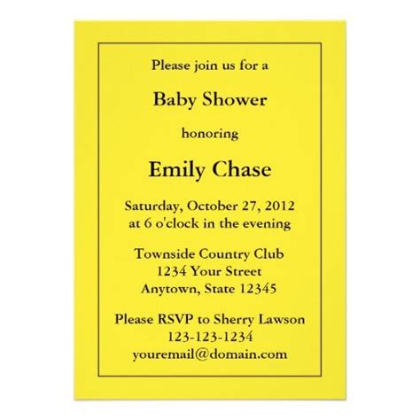 Custom Yellow Baby Shower Invitation Zazzle Yellow Baby Shower