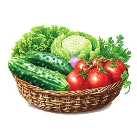 Premium Vector Vector Wicker Basket Of Fresh Vegetables