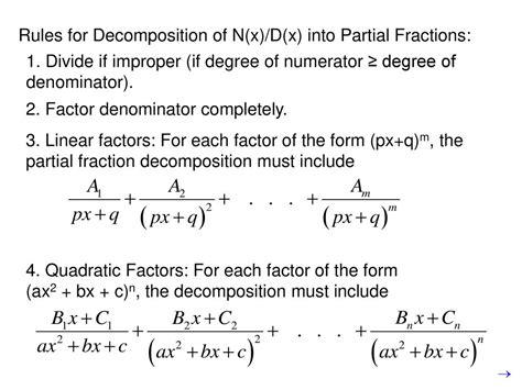 Partial Fraction Decomposition Rules