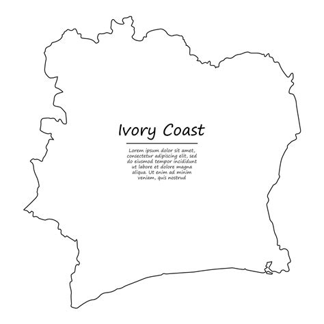 Simple Outline Map Of Ivory Coast Silhouette In Sketch Line Sty