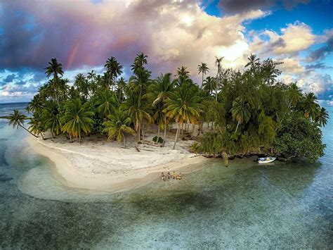 2048x1536 Nature Photography Landscape Island Rainbows Palm Trees