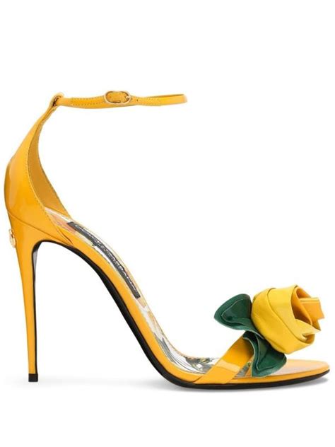 Dolce Gabbana Floral appliqué Patent Leather Sandals