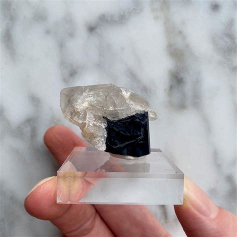 Black Tourmaline Schorl With Quartz Point From Pakistan Minera