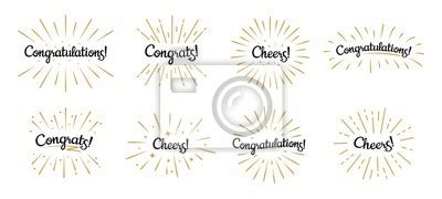 Congratulations Lettering Congrats Label Cheers Celebration Posters