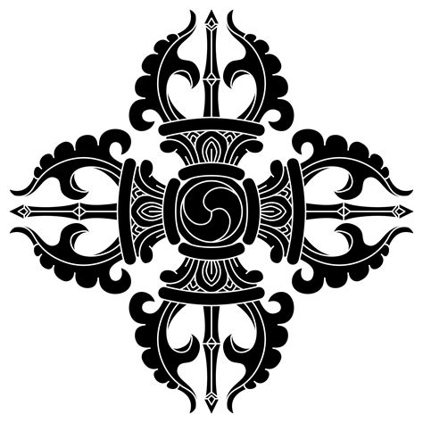 An Ornate Black And White Design With Arrows In The Center On A White