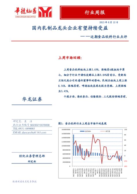 食品饮料行业周报：近期点评国内乳制品龙头企业有望持续受益