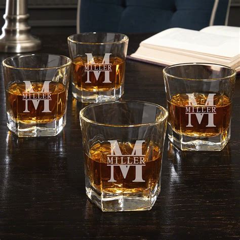 Colchester Engraved Whiskey Glasses Set Of 4