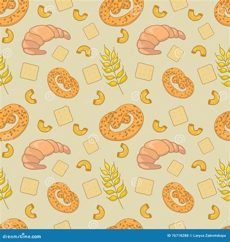 Seamless Pattern With Bread Stock Vector Illustration Of Meal