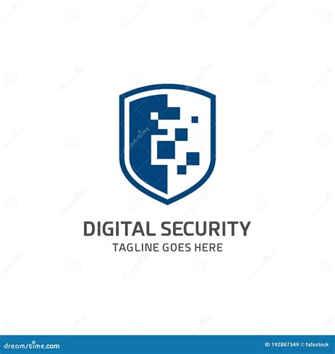 Digital Shield Cyber Security Logo Vector Design Template Stock