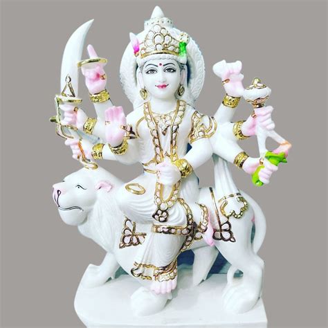 White Base 2 Feet Marble Durga Mata Statue For Worship Indoor At Rs