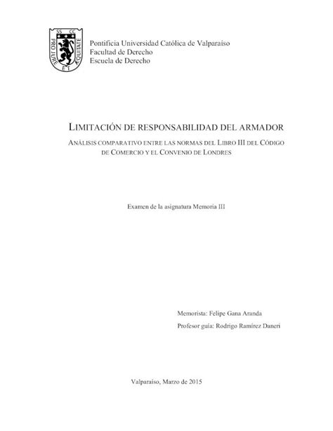 Pdf Limitaci N De Responsabilidad Del Armadoropac Pucv Cl Pucv Txt