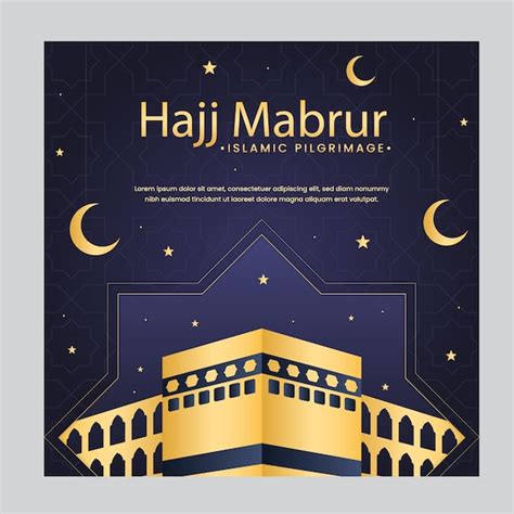 Premium Vector Hajj Mabrour Background With Kaaba And Golden Mosque