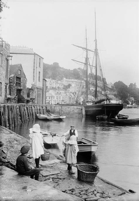 The Quayside At West Looe In Cornwall In Victorian Times A Fine