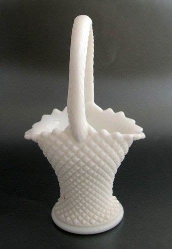 Westmoreland English Hobnail Handled Tall Basket Milk Glass Ebay Milk Glass Westmoreland