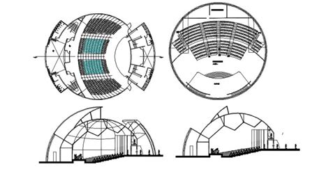 Circular Exterior Auditorium Elevation Of Buiding Dwg File Auditorium