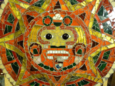 Stained Glass Aztec Calendar Mosaic