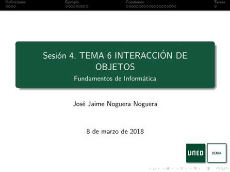 Pdf Sesion Tema Interacci On De Objetos Cual Es El