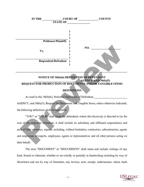 Notice Of 30b6 Deposition Of Defendant And 30b5 Request For