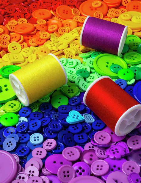 Three Spools Of Thread On Buttons Photograph By Garry Gay Fine Art