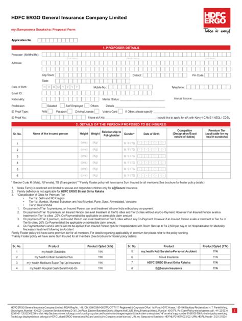 Fillable Online Easy Health Proposal Form Cdr Hdfc Ergo Fax Email Print Pdffiller