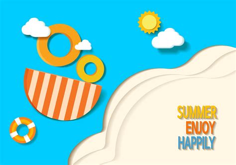 Vector summer wallpaper in paper style concept 33532237 Vector Art at