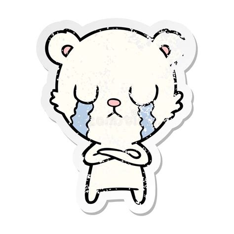 Distressed Sticker Of A Crying Polar Bear Cartoon Stock Vector