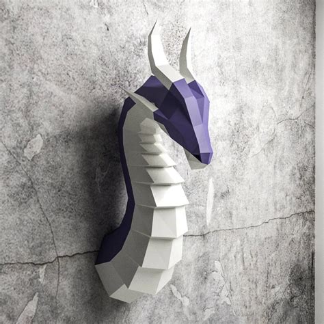 Paper Craft Dragon Head Papercraft Trophy Dragon Mask Diy D Origami