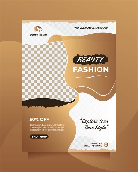 Modern beauty fashion sale flyer brochure promotion template with