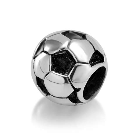 Sterling Silver Soccer Football Bead Charm Fit Major Brand Bracelet