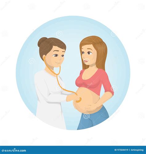 Woman and gynecologist. stock vector. Illustration of pregnancy - 97504419