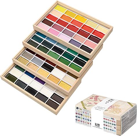 Kuretake GANSAI TAMBI 100 Color Set Beautiful Wooden Box Watercolor