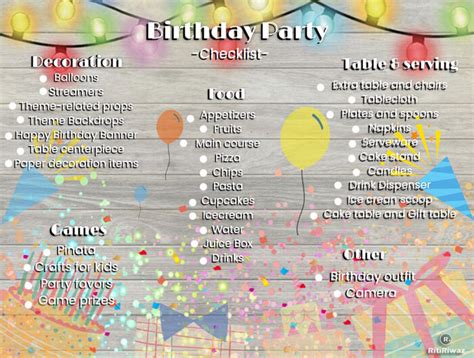 Printable Birthday Party Checklist Ritiriwaz