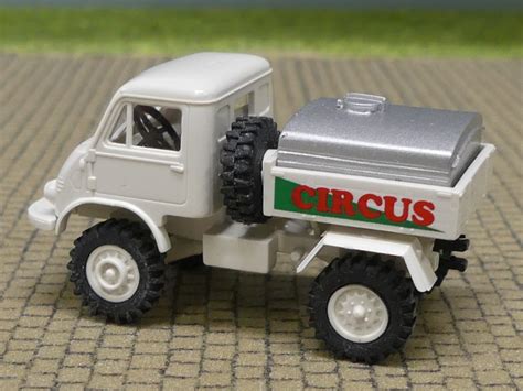 Modellspielwaren Reinhardt 1 87 Brekina Unimog 402 Circus Mit Tank 39059