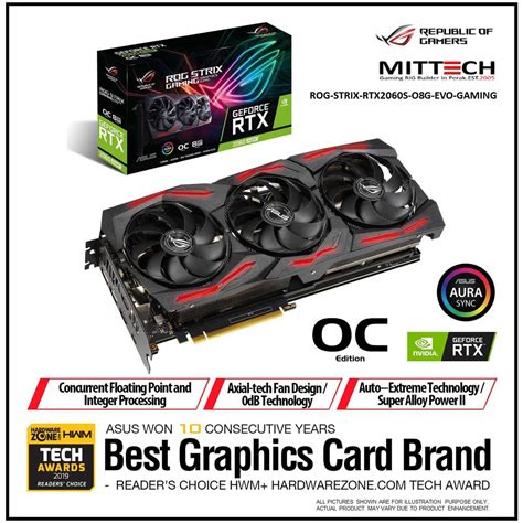 Asus Rog Strix Geforcer Rtx 2060 Super Evo Oc Edition 8gb Gddr6 Rog Strix Rtx2060s O8g Evo