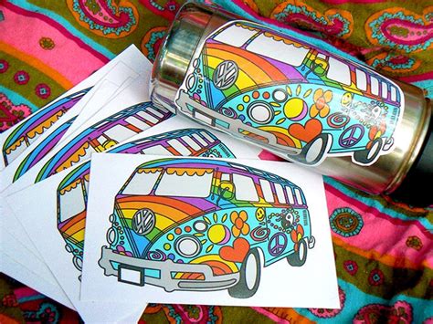 Colorful VW Hippie BusStickerCustom StickerCustom DecalVW