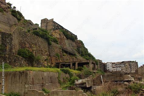 軍艦島端島の内部 The inside ofHashima island Battleship island Stock Photo