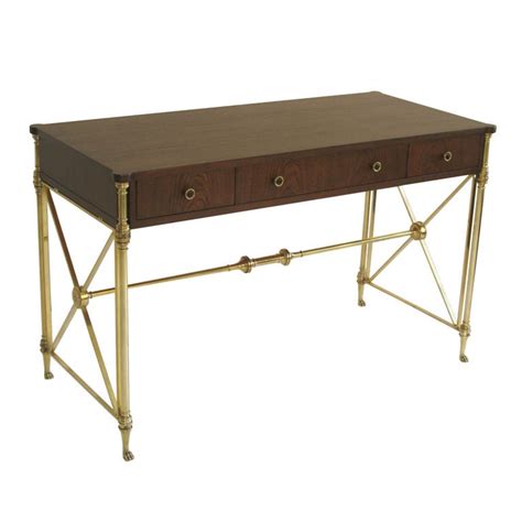 Brass And Wood Desk By Kittinger At 1stdibs Brass And Wood Desk Wood And Brass Desk Lawyers Desk