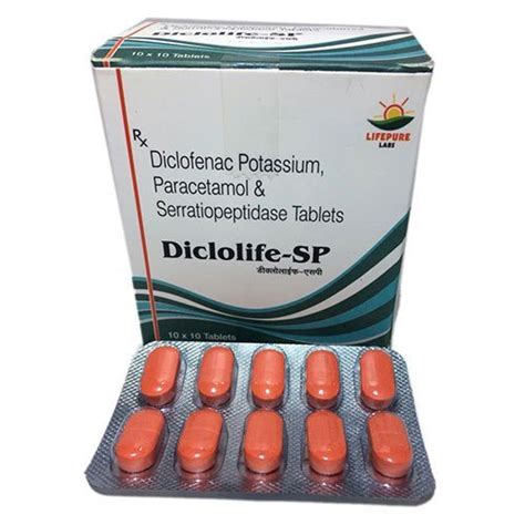 Diclofenac Potassium Paracetamol And Serratiopeptidase Tablets Generic